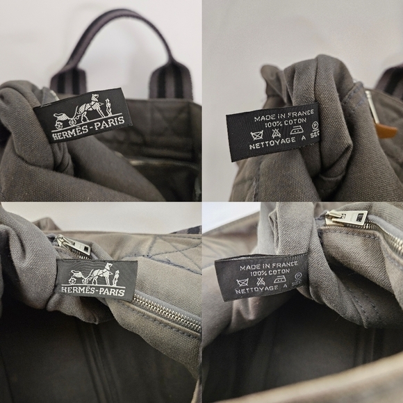 Hermes Canvas Fourre Tout Holdall MM and GM Tote Bag Set in Gray and Black - Picture 14 of 15